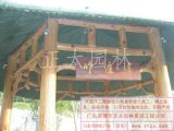 竹康亭-亭的顶塑翠竹，亭柱塑木纹