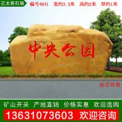 3.3米宽广东景观黄蜡石 刻字标志石 编号4841